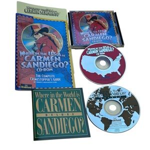 2 CD-Roms Where in the World USA Carmen Sandiego Broderbund